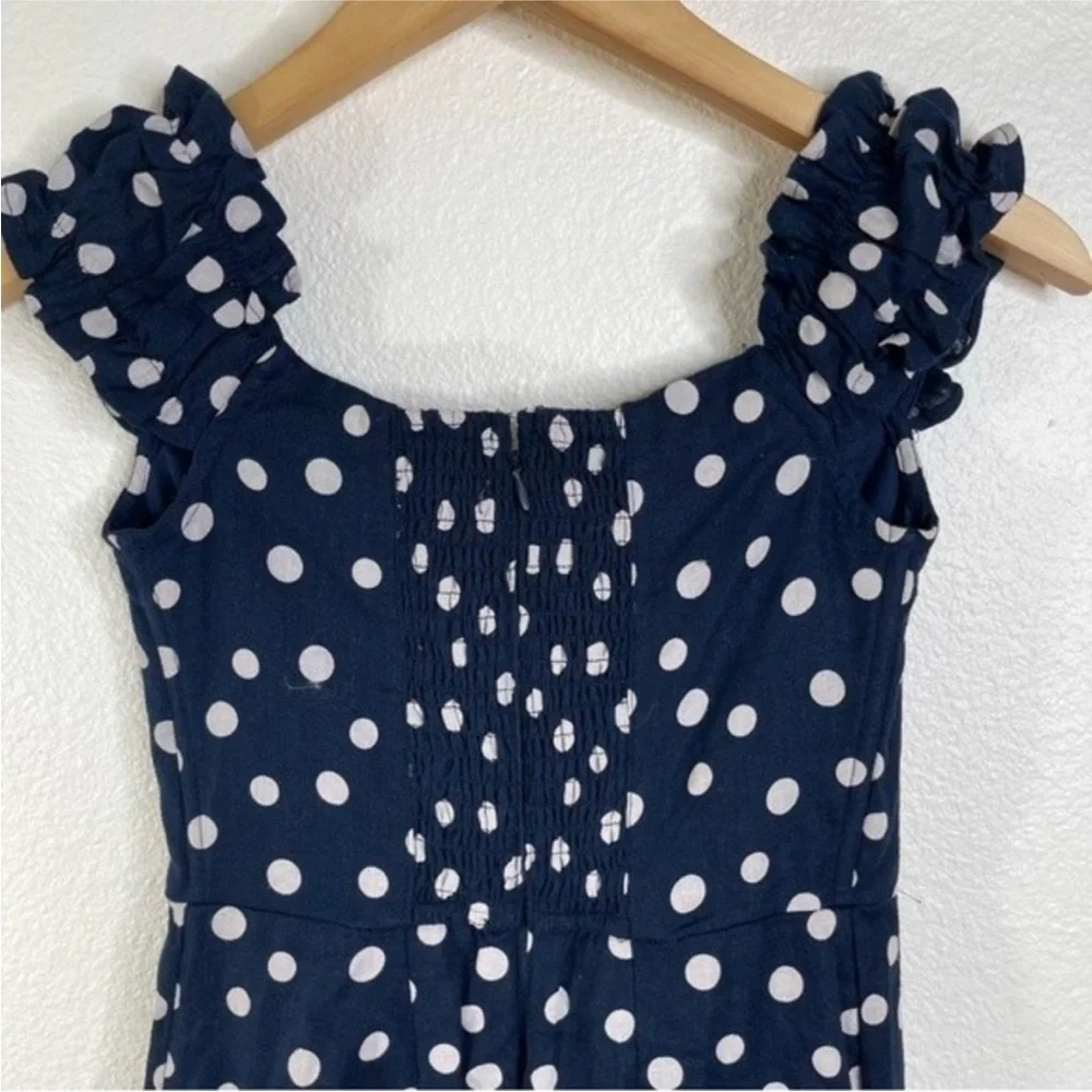 Abercrombie & Fitch Navy Polka Dot Linen Mini Dress - Picture 5 of 6